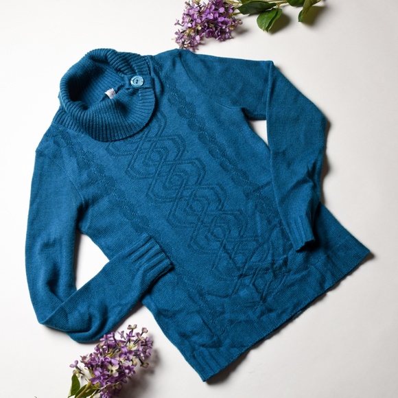 Oxygen Sweaters - OXYGEN Blue Turtleneck Knit Sweater - Size M